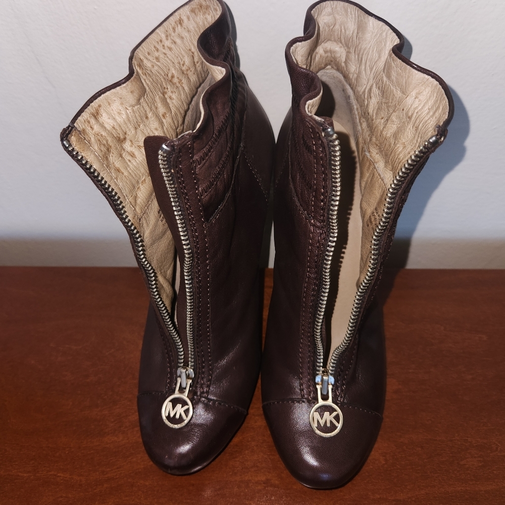 Women's Michael Kors Leather Booties - Picture 12 of 16